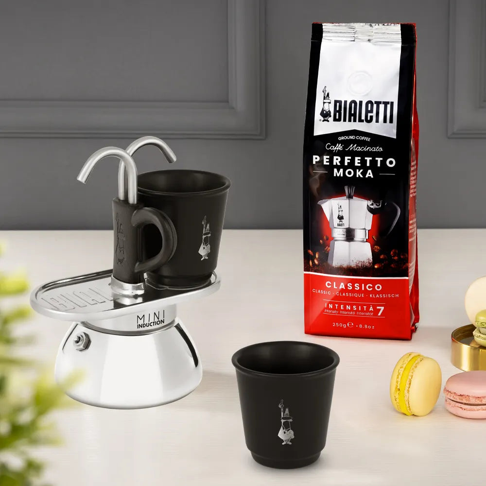 Bialetti Mini Induction Express 2 Cup & 2 Bicchierini Black