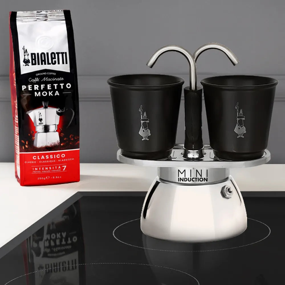 Bialetti Mini Induction Express 2 Cup & 2 Bicchierini Black